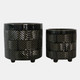 15848-04#S/2 6/8" Textured Planters, Shiny Black