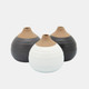 12681-02#S/3 Matte Bud Vases, Black/gray/white