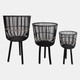 14780-07#S/3 Bamboo Footed Planters 11/13/15", Black