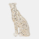 15878#11" Sitting Leopard, White/gold