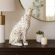 15878#11" Sitting Leopard, White/gold