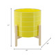 15897-01#  10" Striped Planter W/ Wood Stand, Yellow