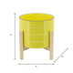 15897-02#  8" Striped Planter W/ Wood Stand, Yellow