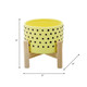 15904-03#  6" Dotted Planter W/ Wood Stand, Yellow