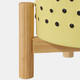 15904-03#  6" Dotted Planter W/ Wood Stand, Yellow