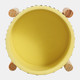 15904-03#  6" Dotted Planter W/ Wood Stand, Yellow