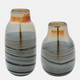 15935-02#Glass 13"h Metallic Vase, Gray/gold
