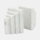 15979#S/2 Marble 5"h Block Bookends, White