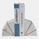 15980#S/2 Marble 5"h Accent Bookends W/gold Inlays,wht