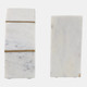 15980#S/2 Marble 5"h Accent Bookends W/gold Inlays,wht