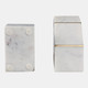 15980#S/2 Marble 5"h Accent Bookends W/gold Inlays,wht
