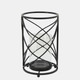 14396-06#Metal 10" Hurricane Candle Holder, Black