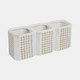 16018-04#3-cup Dotted Pen Holder, Beige