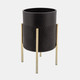 12629-22#S/2 Diamond Planter On Metal Tand, Blk/gld