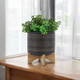 16119-02#8" Glazed Planter W/ Stand, Black