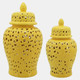 12468-09#Pierced Yellow Temple Jar 24"