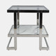 15439-02#Metal/marble Glass, Side Table, Silver/white Kd