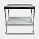 15439-02#Metal/marble Glass, Side Table, Silver/white Kd