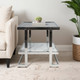 15439-02#Metal/marble Glass, Side Table, Silver/white Kd