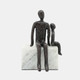 16179#Metal, 9", Dad & Son Sitting Sculpture