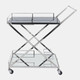 16304-01#Two Tier 33"h Rolling Bar Cart, Silver