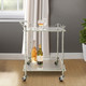 16305-01#Two Tier 30"h Rolling Bar Cart, Silver