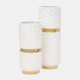 16324-02#5x10"h Belted Vase, White/gold