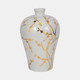 16345-01#Cer 15"h, Vase W/ Gold Decal, White