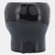 16385-01#Cer, 5" Skull Vase, Black