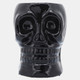 16385-03#Cer, 6" Skull Vase, Black