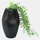 16386-01#Cer, 10"h Abstract Vase, Black