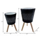 15020-12#S/2 10/12"  Planter W/ Wood Legs, Navy Kd