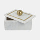 16407-01#Marble, 7x5 Rectangular Box - Knob, White
