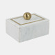 16407-01#Marble, 7x5 Rectangular Box - Knob, White