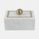 16407-01#Marble, 7x5 Rectangular Box - Knob, White