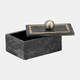 16407-03#Marble, 7x5 Rectangular Box - Knob, Black