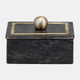 16407-03#Marble, 7x5 Rectangular Box - Knob, Black