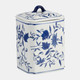 16414#Cer, 8"h Box Jar W/ Lid, Blue