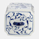 16414#Cer, 8"h Box Jar W/ Lid, Blue