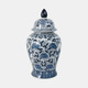 16417#Cer, 18"h Flowers Temple Jar, Blue