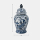 16417#Cer, 18"h Flowers Temple Jar, Blue