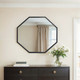 16440#Metal, 32x28 Octagonal Mirror, Black/gld Wb