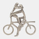 16469-02#Metal, 10"h Couple On Bike, Silver