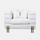 16497-02#Stainless Steel, Bolstered Single Seater Sofa, Whi