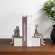 16509-01#Metal/marble S/2  Sitting Leg Up Bookends, Silver