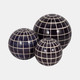 16551-03#Cer, S/3 Checkered Orbs, 4/5/6" Blue
