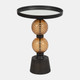 16572-02#Metal, 22"h Orb Side Table, Mirror Top, Gld/blk