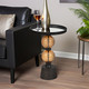 16572-02#Metal, 22"h Orb Side Table, Mirror Top, Gld/blk