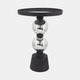 16572-08#Metal, 22"h Orb Side Table, Mirror Top, Sil/blk