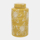 16683-01#Cer, 10"h Flower Jar W/ Lid, Yellow